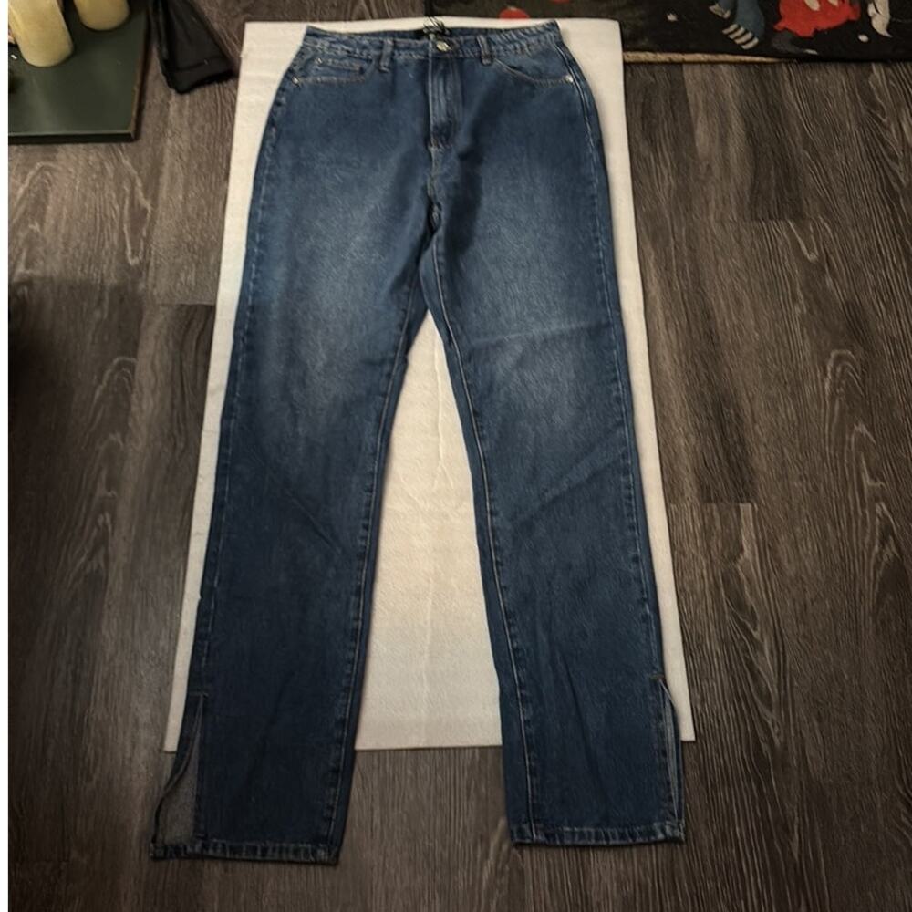 Missguided TALL Wrath HW Split Ankle Straight Jean 8 NEW Bohemian Classic Preppy